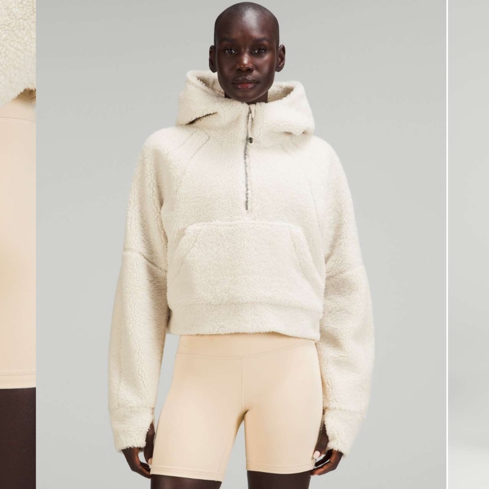Lululemon Scuba Oversized Half Zip Fleece Hoodie - White Opal